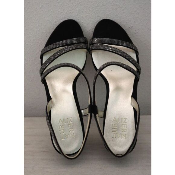 Naturalizer G8501F1001 Women Sz 8M Black Microfiber Vanessa2 Heeled Sandals - Picture 2 of 11